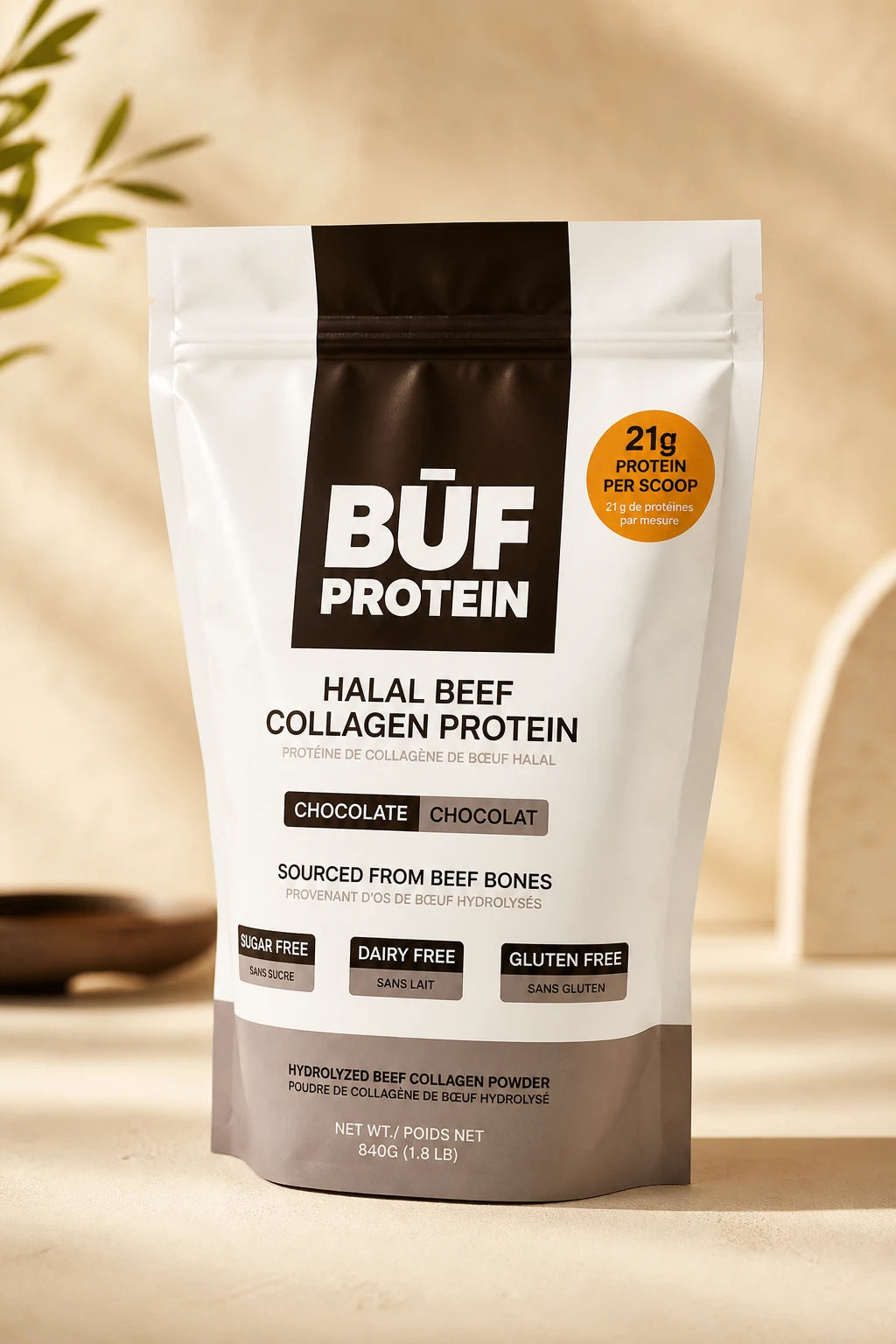 BUF Protein halal beef collagen protein chocolate pouch
